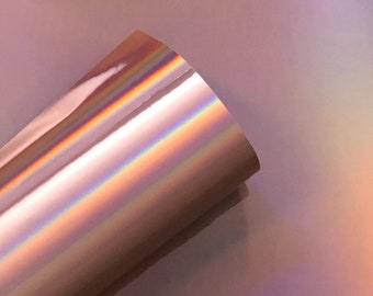 Pink Rose Gold Rainbow Chrome Oilslick Permanent Adhesive Vinyl - Perfect for Cricut machines, Silhouette Cameo, Craft Plotters and Cutters