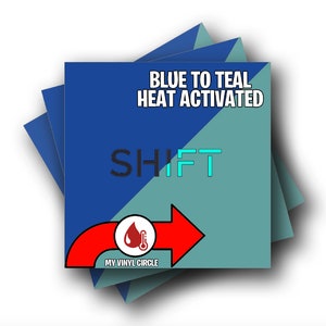 12&quot; x 12&quot; Blue to Teal SHIFT Adhesive Vinyl Heat Activated Color Changing Vinyl