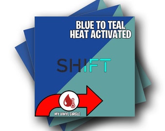 12" x 12" Blue to Teal SHIFT Adhesive Vinyl Heat Activated Color Changing Vinyl