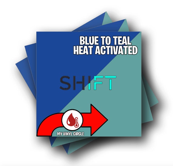 12 X 12 Blue to Teal SHIFT Adhesive Vinyl Heat Activated Color Changing  Vinyl 