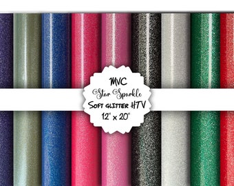 Soft Sparkle HTV - MVC Star Glitter HTV - Glitter Heat Transfer Sheets