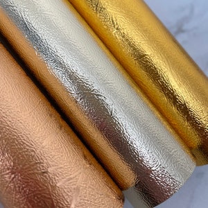 Metallic Leaf Effect Adhesive Craft Vinyl - Lightly Textured Metallic Leather Foil Adhesive Vinyl Sheets 12&quot;x12&quot;