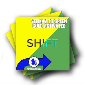 12&quot; x 12&quot; SHIFT Cold Yellow to Green Temperature Change Adhesive Vinyl Color changing effect