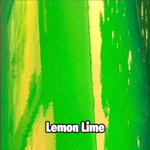 Peut inclure: Gros plan sur une feuille de vinyle iris&eacute;e vert vif et jaune. La feuille a un reflet m&eacute;tallique et est &eacute;tiquet&eacute;e "Lemon Lime".