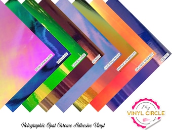 8 Pack 12"x12" Sheets Opal Permanent Adhesive Holographic Vinyl - Cricut and Silhouette bundle