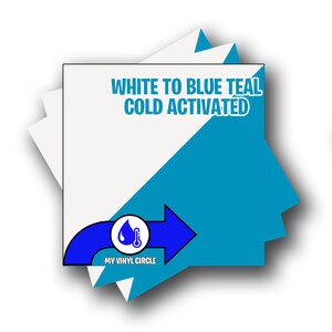 12&quot; x 12&quot; COLD SHIFT White to Blue Teal Temperature Change Adhesive Vinyl Color changing effect