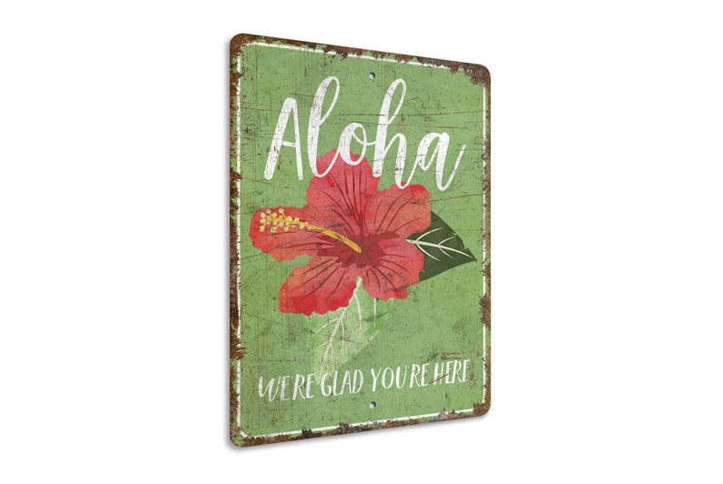 Aloha Sign - Vintage Style Sign - Aloha Decor - Floral Aloha Decor ...