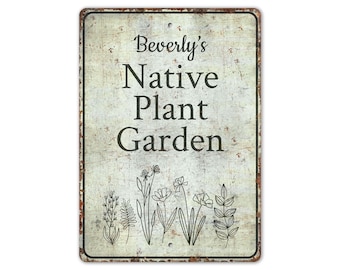 Einheimische Pflanze Gartenschild - Gartenschild - Gartendeko - Pflanze Gartenschild - Vintage Stil Zeichen - Premium Qualität rustikales Metallschild