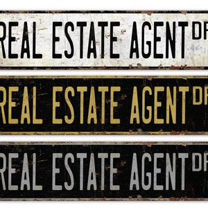 Real Estate Agent - Real Estate Agent Sign - Real Estate Agent Decor - Vintage Style Sign - Name Sign - Premium Quality Rustic Metal Sign