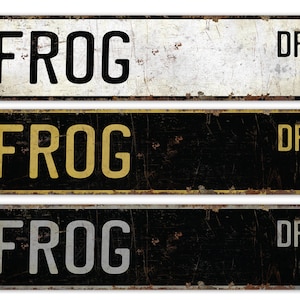 Frog - Frog Sign - Frog Decor - Vintage Style Sign - Custom Street Sign - Premium Quality Rustic Metal Sign