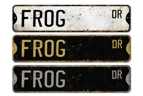 Frog - Frog Sign - Frog Decor - Vintage Style Sign - Custom Street Sign - Premium Quality Rustic Metal Sign