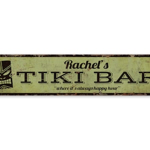 Tiki Bar Sign - Vintage Style Sign - Custom Tiki Bar Sign - Tiki Bar Decor - Custom Name Bar Sign - Premium Quality Rustic Metal Sign