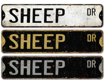 羊 - 羊の看板 - 羊の装飾 - 羊好き - カスタムストリートサイン - プレミアム品質の素朴な金属看板