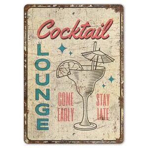 Cocktail Lounge Sign - Cocktail Lounge - Cocktail Lounge Decor - Pub Decor - Vintage Style Sign - Premium Quality Rustic Metal Sign