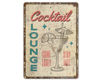 Cocktail Lounge Sign - Cocktail Lounge - Cocktail Lounge Decor - Pub Decor - Vintage Style Sign - Premium Quality Rustic Metal Sign
