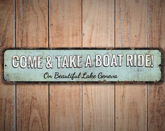 Boat Ride Sign - Boat Ride Decor - Rustic Beach Decor - Custom Boat Ride Sign - Vintage Style Sign - Premium Quality Rustic Metal Sign