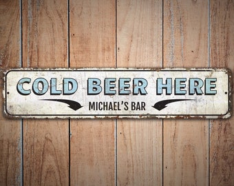Bière froide ici - enseigne de bière froide - décoration de bière froide - enseigne de Style vintage - enseigne de bière personnalisée - enseigne en métal rustique de qualité supérieure