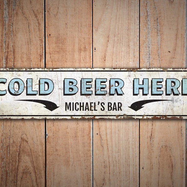 Cold Beer Here - Cold Beer Sign - Cold Beer Decor - Vintage Style Sign - Custom Beer Sign - Premium Quality Rustic Metal Sign