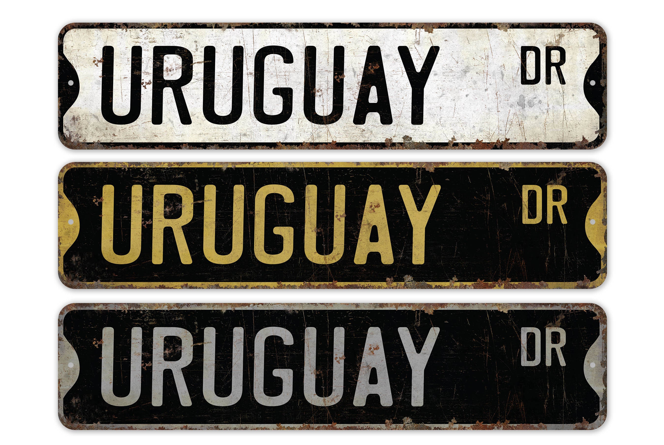 Uruguay - Uruguay Sign - Uruguay Decor - Vintage Style Sign - Custom Street Sign - Premium Quality Rustic Metal Sign