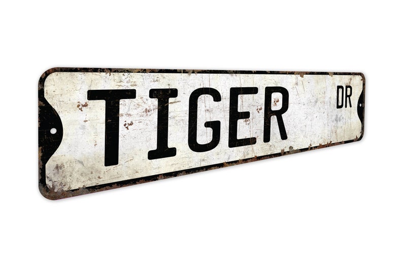 Tigre - Letrero de tigre - Decoración de tigre - Amante del tigre - Letrero de calle personalizado - Decoración de calle personalizada - Letrero de metal rústico de primera calidad imagen 4