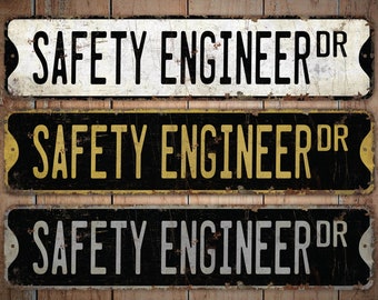 Safety Engineer - Safety Engineer Sign - Safety Engineer Decor - Vintage Style Sign - Custom Name Sign - Premium Quality Rustic Metal Sign