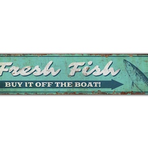 Fresh Fish Sign - Fresh Fish Decor - Fish Market Sign - Fish Market Decor - Vintage Style Sign - Premium Quality Rustic Metal Sign