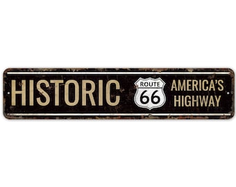 Historic Route 66 - Route 66 Sign - Historic Route 66 Decor - Route 66 Decor - Vintage Style Sign - Premium Quality Rustic Metal Sign