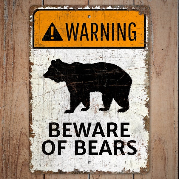 Warning Sign - Bear Sign - Bear Passing Sign - Bear Warning Sign - Warning Decor - Vintage Style Sign - Premium Quality Rustic Metal Sign