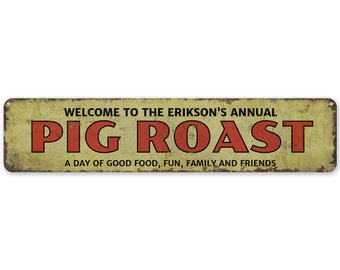 Pig Roast Sign - Pig Roast - Pig Roast Decor - Custom Pig Roast Decor - Vintage Style Sign - Premium Quality Rustic Metal Sign