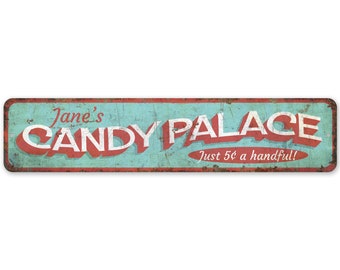 Candy Palace Sign - Candy Shop Sign - Candy Shop Decor - Vintage Style Sign - Premium Quality Rustic Metal Sign