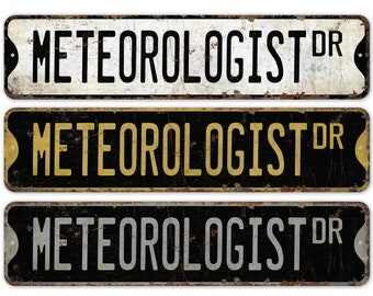Meteorologist - Meteorologist Sign - Meteorologist Decor - Vintage Style Sign - Custom Street Sign - Premium Quality Rustic Metal Sign