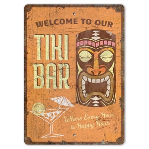 Tiki Bar  - Tiki Bar Sign - Tiki Bar Decor - Beer Bar Sign - Beer Bar Decor - Vintage Style Sign - Premium Quality Rustic Metal Sign