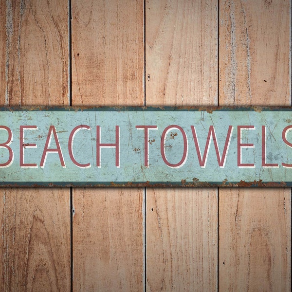 Beach Towels Sign - Beach Towels Decor - Beach House Sign - Beach House Decor - Vintage Style Sign - Premium Quality Rustic Metal Sign