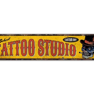 Tattoo Studio Sign - Tattoo Shop Sign - Tattoo Shop Decor - Tattoo Lover Gift - Vintage Style Sign - Premium Quality Rustic Metal Sign