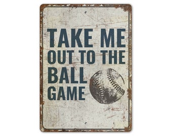 Panneau Take Me Out - Take Me To Ball - Baseball - Panneau de sport - Décoration de sport - Panneau de Style vintage - Panneau en métal rustique de qualité supérieure