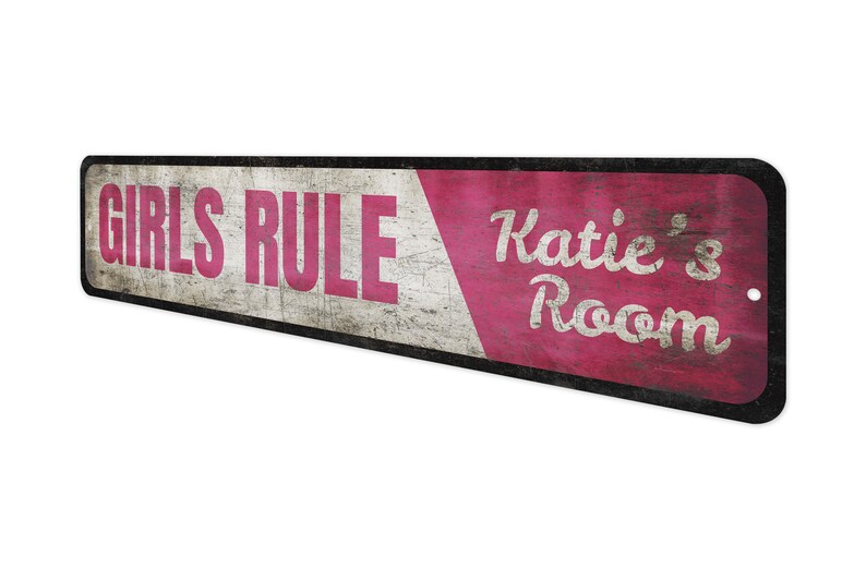 Girls Rule Room Sign Vintage Style Sign Girls Rule Decor Kids Room Sign
