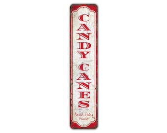 Cartello con bastoncini di zucchero - Decorazione natalizia - Bastoncini di zucchero - Regalo di Natale - Cartello natalizio - Cartello in stile vintage - Cartello in metallo rustico di qualità premium