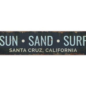 Sun Sand Surf - Sun Sand Surf-skylt - Sun Sand Surf-dekor - Skylt i vintagestil - Anpassad textskylt - Rustik metallskylt av premiumkvalitet