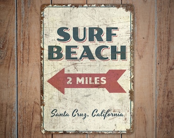 Surf Beach - Surf Beach Sign - Surf Beach Decor - Beach Decor - Beach Sign - Vintage Style Sign - Premium Quality Rustic Metal Sign