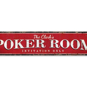 Poker Room - Poker Room Sign - Vintage Style Sign - Poker Game Room - Invitation Only Poker - Premium Quality Rustic Metal Sign