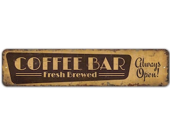 Metal Coffee Bar Sign - Rustic Coffee Sign - Coffee Station Decor - Farmhouse Kitchen Wall Art - Vintage Coffee Lover Gift