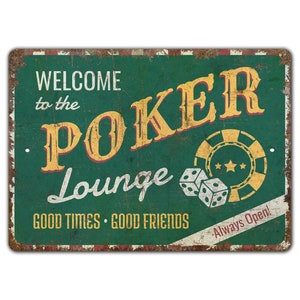 Poker Lounge - Gambling Room - Gambling Room Sign - Poker Lounge Sign - Poker Sign - Vintage Style Sign - Premium Quality Rustic Metal Sign