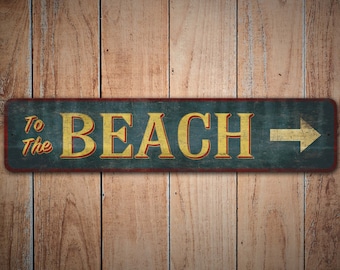 To The Beach Sign - To The Beach Arrow - Vintage Style Sign - Beach Arrow Sign - Beach Decor - Premium Quality Rustic Metal Sign