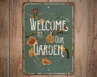 Welcome To Our Garden - Garden Sign - Garden Decor - Garden Welcome Sign - Vintage Style Sign - Premium Quality Rustic Metal Sign