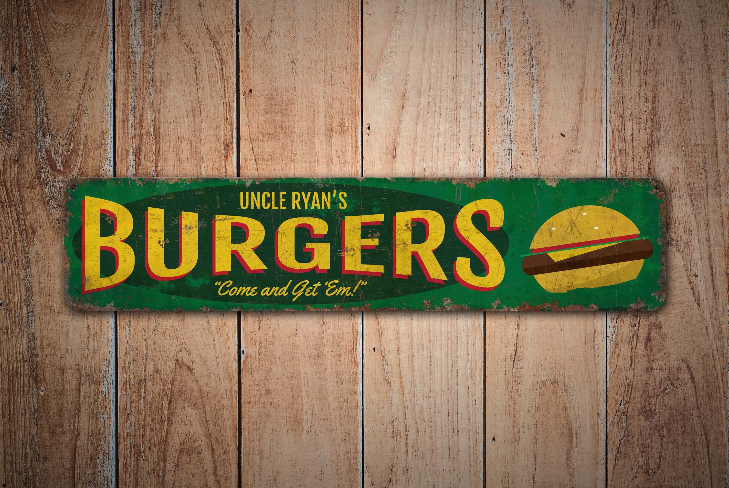 Custom Burger Sign - Vintage Style Sign - Burgers Sign - Burgers Decor ...