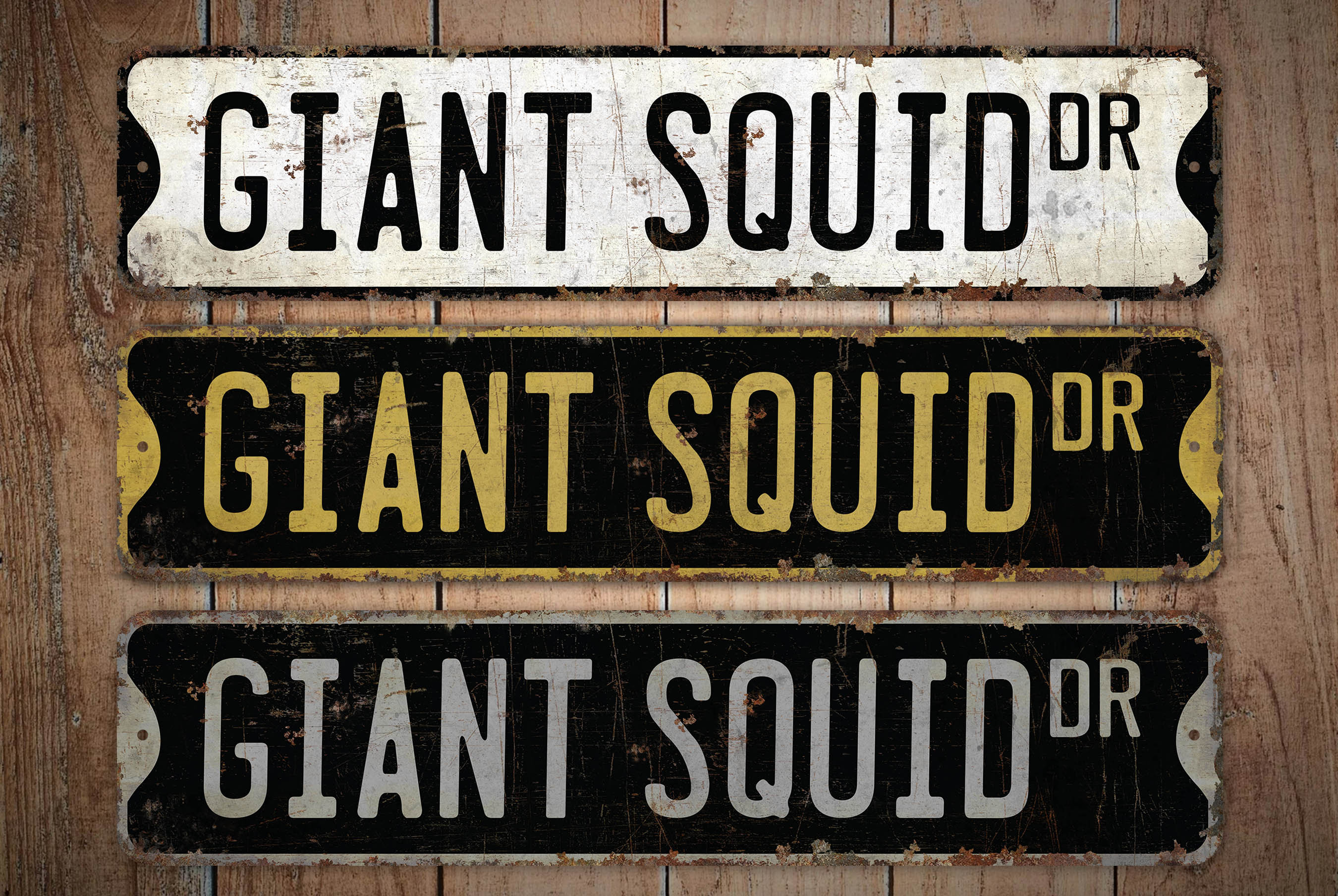 Squid Sign Design Giant Squid - Giant Squid Sign - Giant Squid Decor - Vintage Style Sign ...