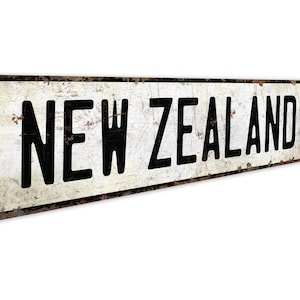 New Zealand - New Zealand Sign - New Zealand Decor - Vintage Style Sign - Custom Street Sign - Premium Quality Rustic Metal Sign