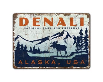 Denali Sign - Denali Decor - National Park Sign - National Park Decor - Park Sign - Vintage Style Sign - Premium Quality Rustic Metal Sign