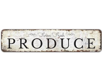 Letrero de productos frescos de granja - Producto fresco de granja - Regalo para dueños de granja - Letrero de estilo vintage - Letrero metálico rústico de primera calidad