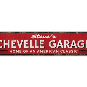 Chevelle Garage Sign - American Classic Car - Chevelle Garage Decor - Vintage Style Sign - Premium Quality Rustic Metal Sign